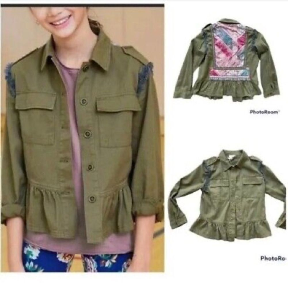 Matilda Jane 435 Varsity Jacket Olive Green Jacket with Fringe Details